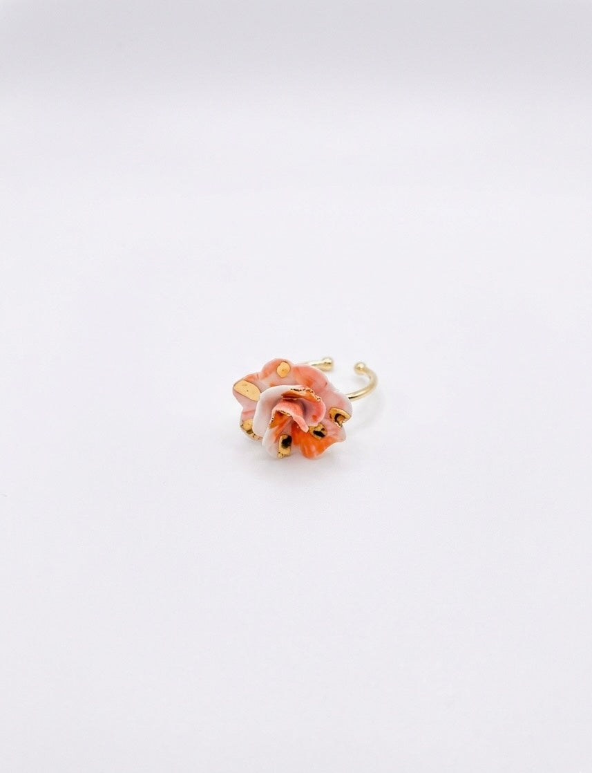 Nhẫn hoa cam ombre vảy vàng