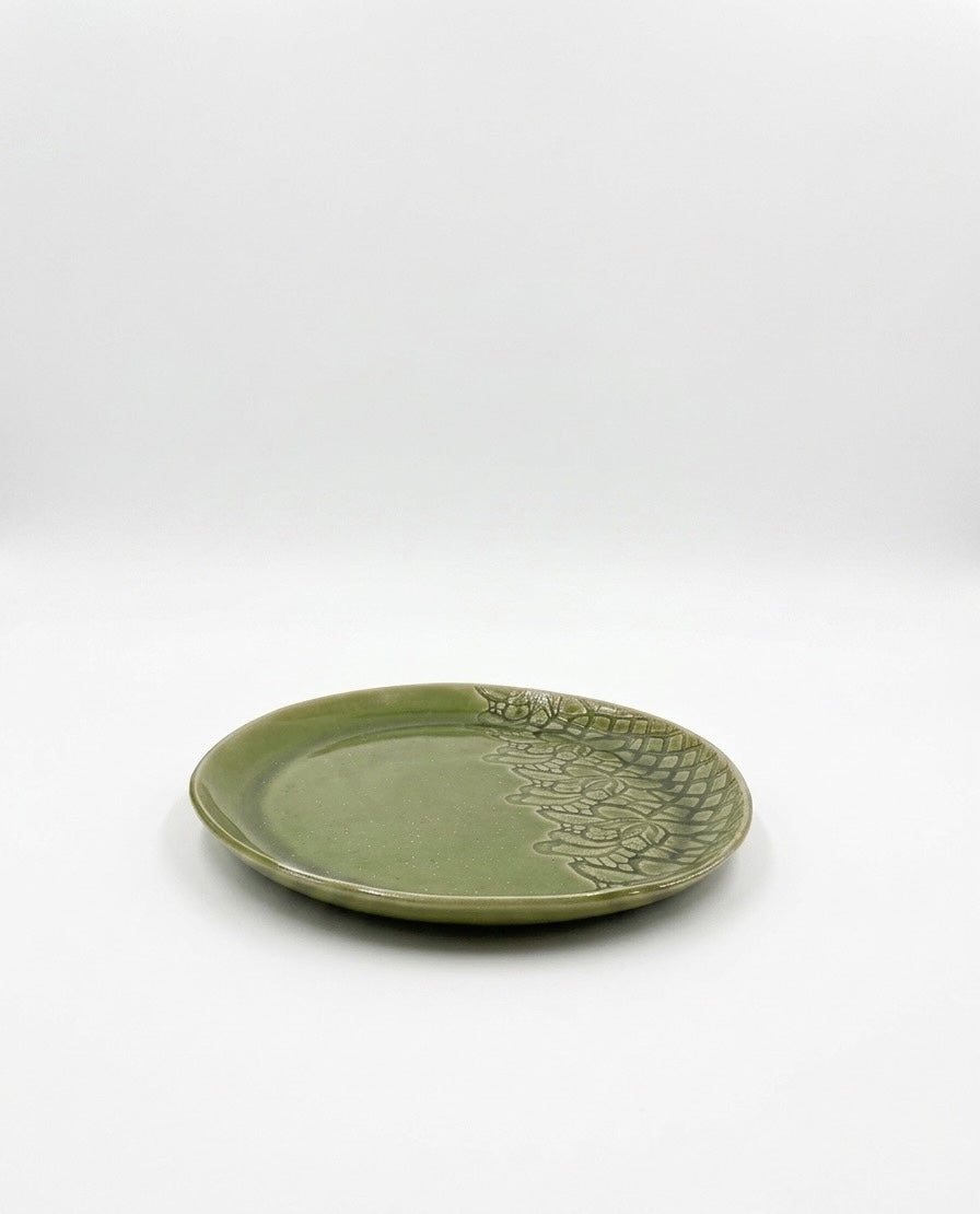 Đĩa ren men xanh ngọc - 24cm