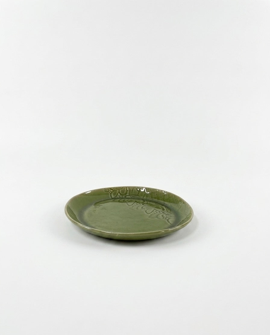 Đĩa ren  men xanh ngọc - 20cm